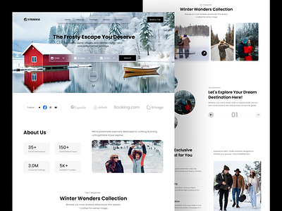 Travel Service Website agency booking clean destination discovery journey landing page modern place service ticket tourism travel travel agency landing page travel platfrom travel service website trip ui website winter travel agency