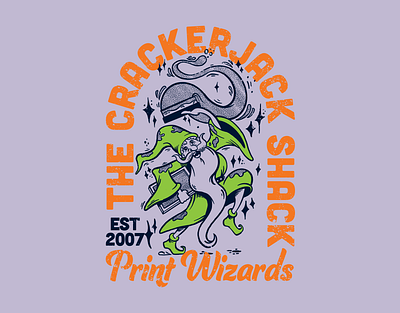 CJS Print Wizard Promo Tee branding hand drawn wizard