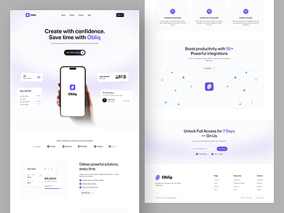 Obilq - SaaS landing page b2b clean crm fresh hero section landing page minimal minimal design saas ui ui design website