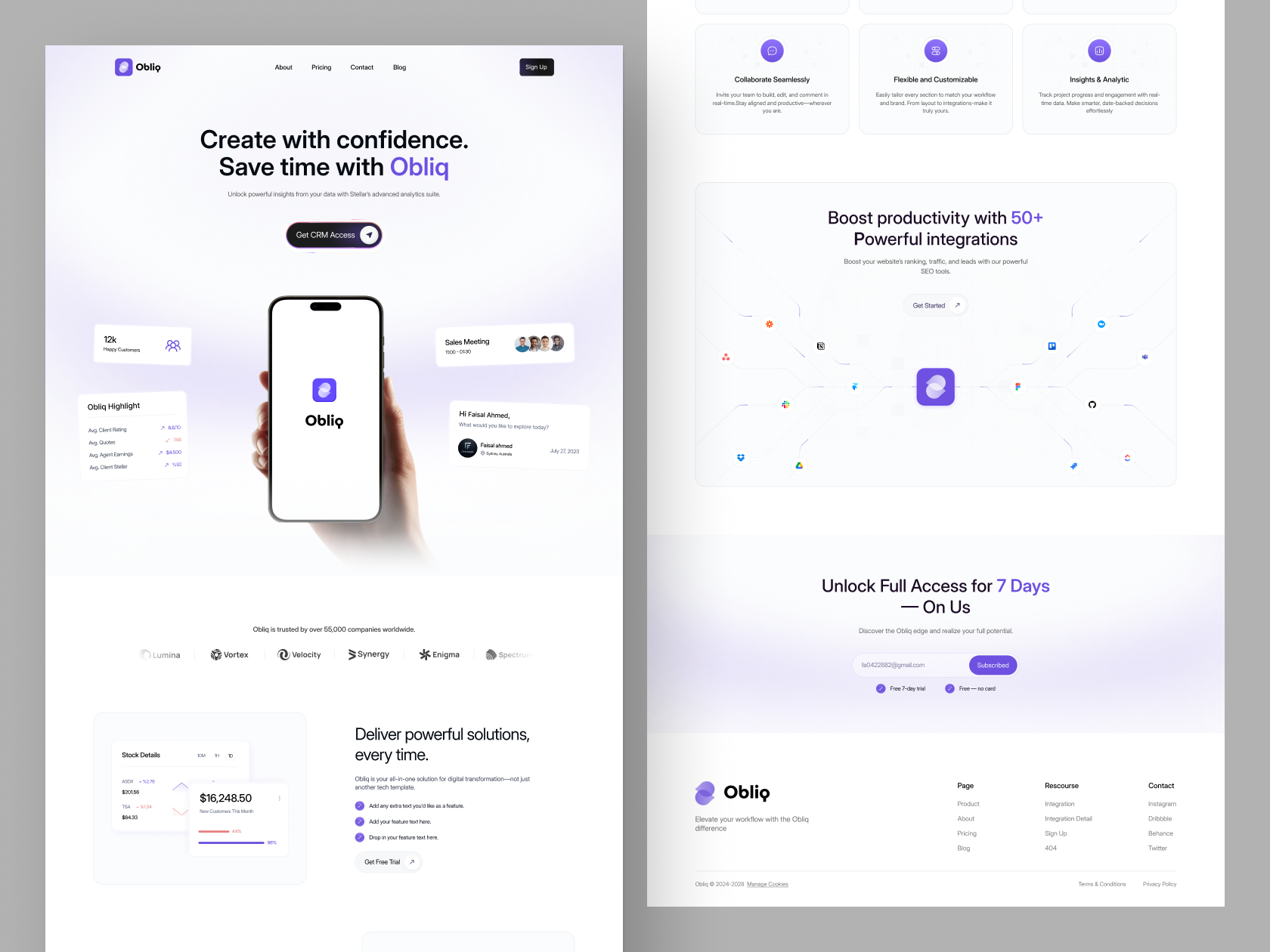 Example of Obilq   Saa S Landing Page