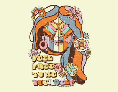 Be Yourself Promo Tee for @yourbarefootneighbor adobe illustrator authentic branding character design design freedom graphic design graphic tee illustration inclusion mascot pride ui vector