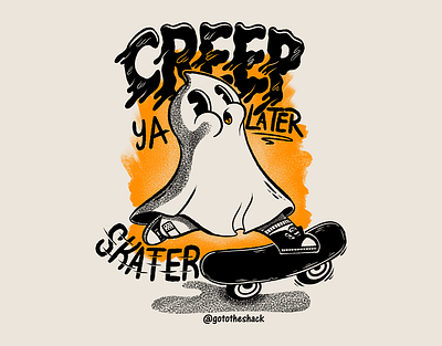 CJS Halloween Promo Tee adobe illustrator branding character design creep design ghost graphic design graphic tee halloween illustration mascot skater ui vector