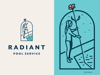 Identity Design - Radiant Pool Service beauty branding brandmark classic drawing elegant flower graphic design identity illustration lettering logo logo designer pool pool cleaning primitive service vintage water woman