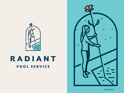 Identity Design - Radiant Pool Service beauty branding brandmark classic drawing elegant flower graphic design identity illustration lettering logo logo designer pool pool cleaning primitive service vintage water woman