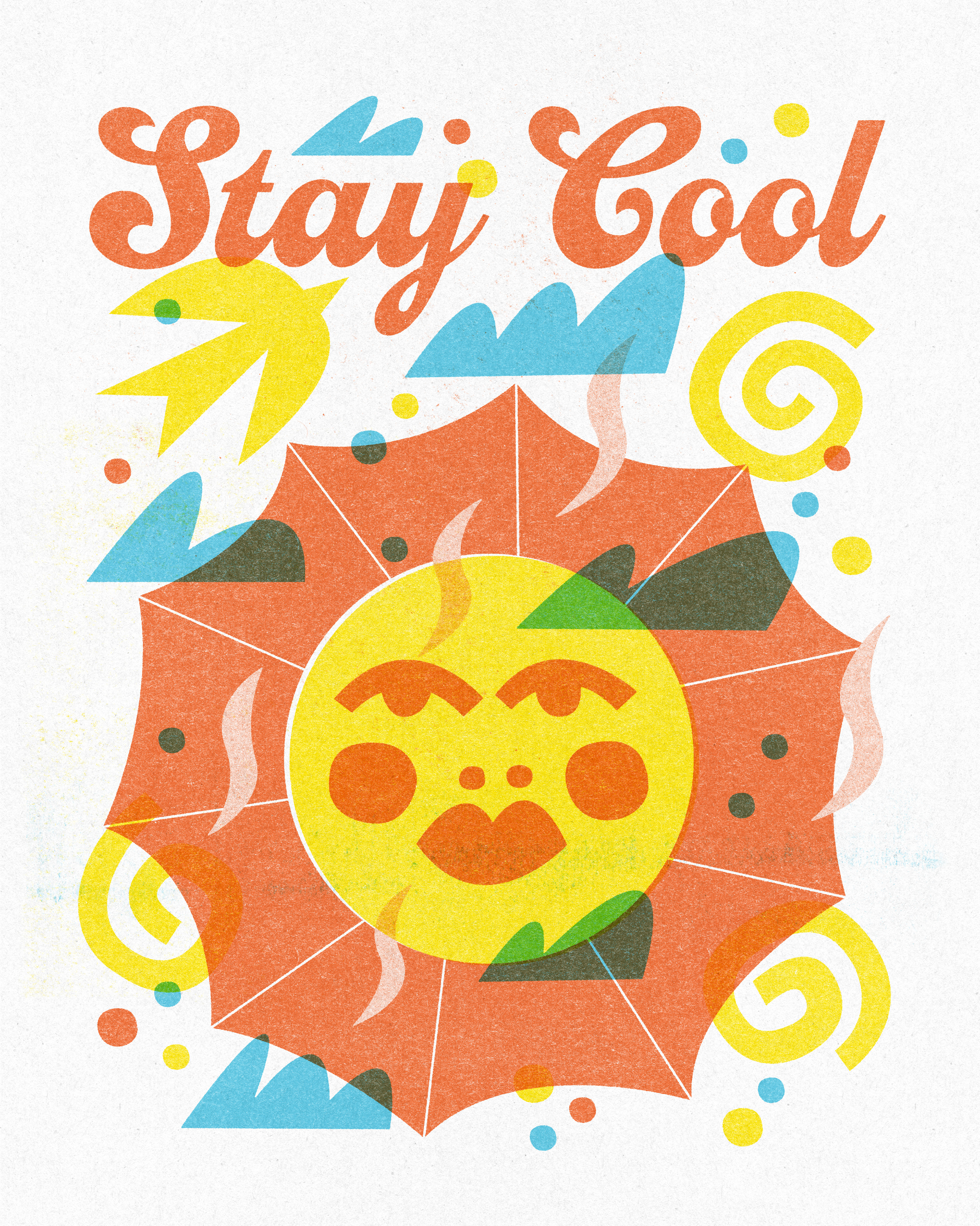 Stay Cool ☀️ art fun illustration poster print riso summer sun