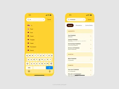 Search words education filters interaction keyboard languages learn leo results search study tabs ui ux words yellow