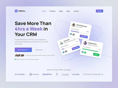 CRMFlow – Smart CRM Automation b2btools crmflow crmintegration crmproductivity crmsoftware crmtools digitalsalestools marketingautomation productivitytools saas tool salesautomation smartcrm startup saas ui uidesign ux uxdesign web design website website design