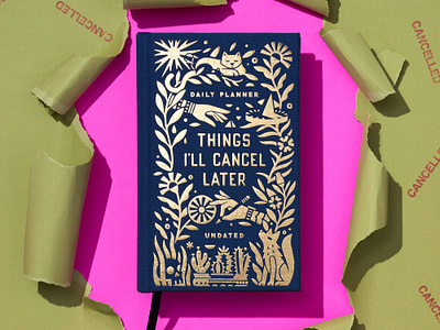 Things I'll Cancel Later book cover branding brass monkey goods cacti cover illustration daily planner design graphic design illustration procreate texture vector