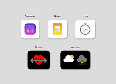App icons - Daily UI Challenge 5 app icons daily app icons design app icons ui app icons uidesign appicon appiconsui calculator dailyui dailyui05 dailyuichallenge dailyuichallenge5 fitness icons mobileui notes timer weather
