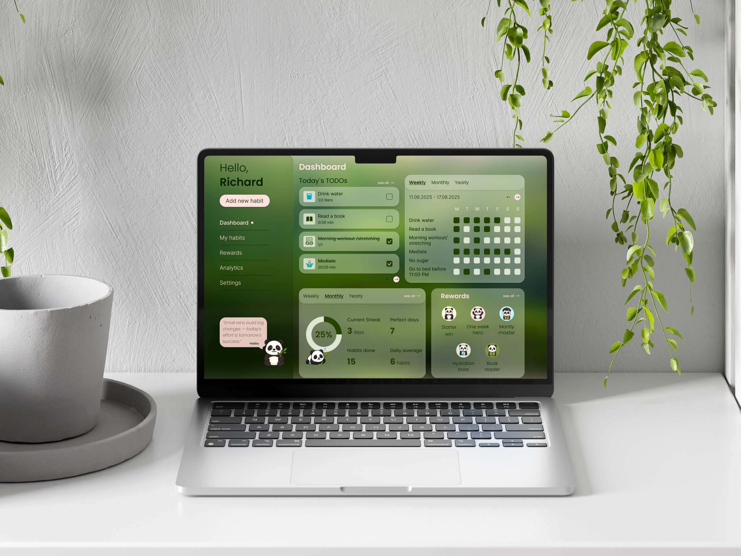Habit Tracker Dashboard — SaaS App Concept dashboard design design figma uxui web design