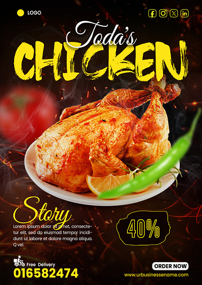 Food flyer design advertisement banner business creative design dlflyer flyer food flyer food promotion graphic design illustration marketing menu design poster promotion restaurant