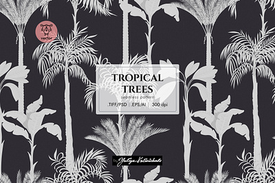 Seamless pattern "Tropical trees" branding design illustration pattern seamless textile trees vintage