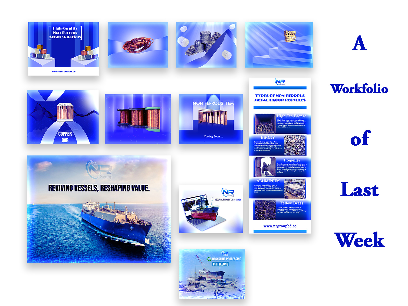 N R Group – Complete Last Week Social Media Task adobe photoshop aluminum scrap brand identity branding brass scrap copper scrap graphic design industrial raw materials n r group non ferrous metal scrap scrap item ship breaking yard social media design social media promotion