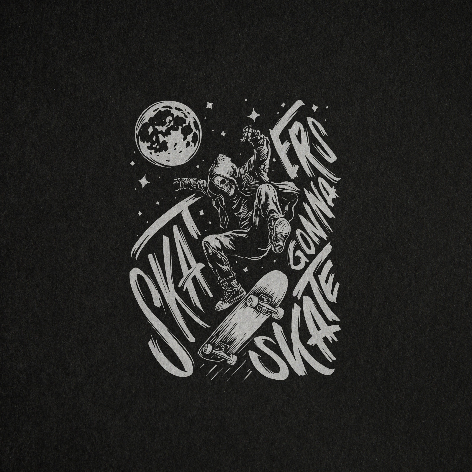 Skaters Gonna Skate - Midjourney graphics + hand lettering ai graphic design skate skater skating skeleton