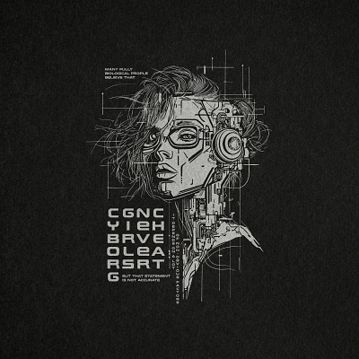 Cyborg Girl t-shirt design - Midjourney + hand typography ai cyborg girl graphic design print t shirt typography