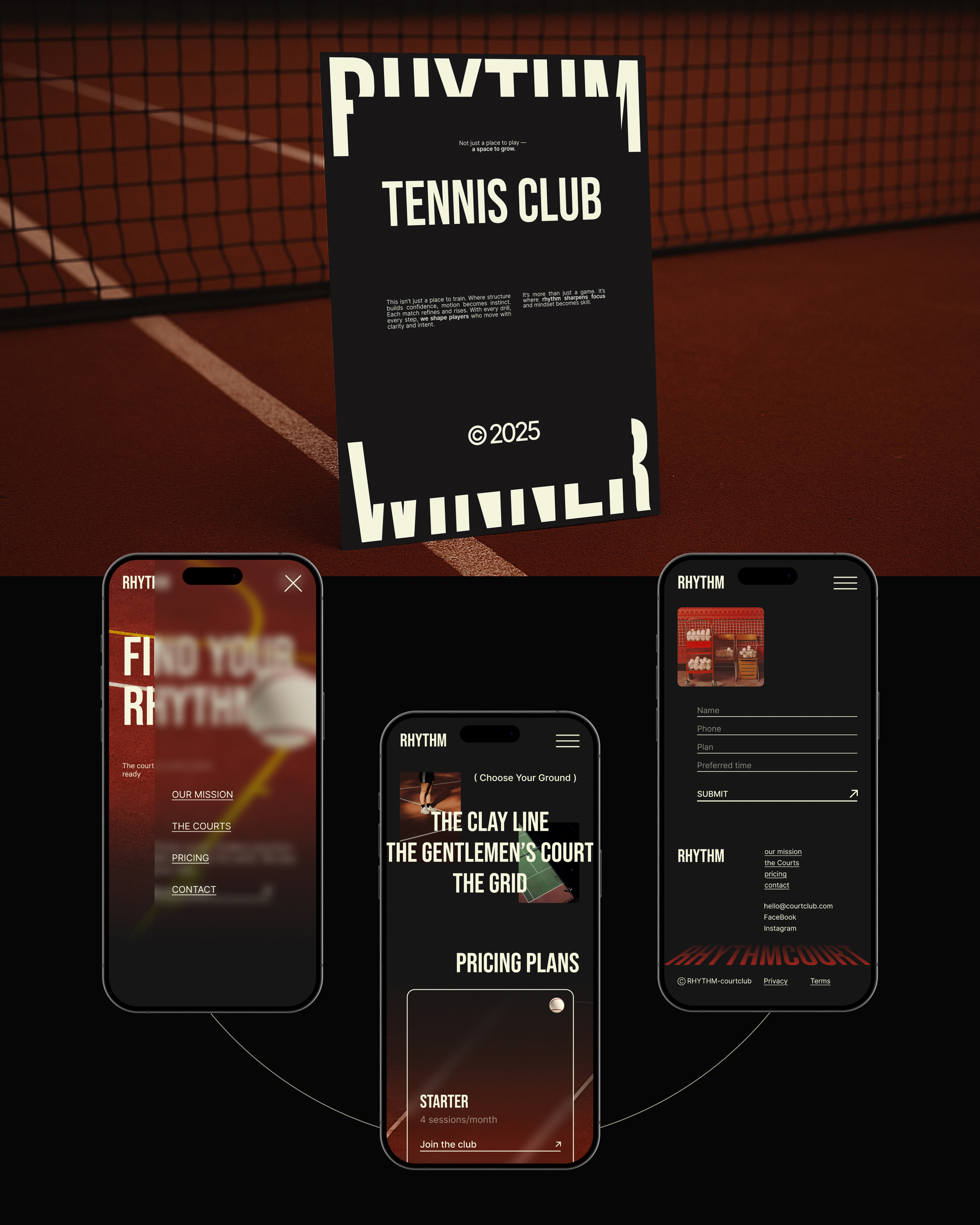 RHYTHM | tennis brand branding business card design graphic design identity logo tennis ui ux uxui web design website