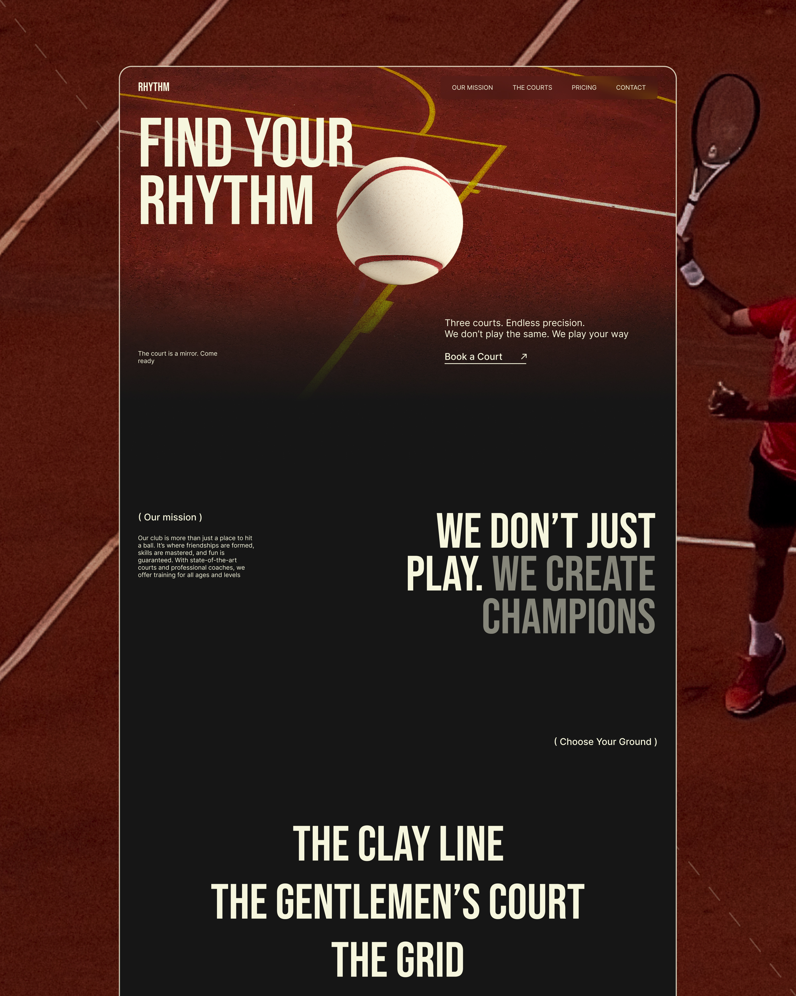 RHYTHM | tennis brand branding business card design graphic design identity tennis ui uxui web design website