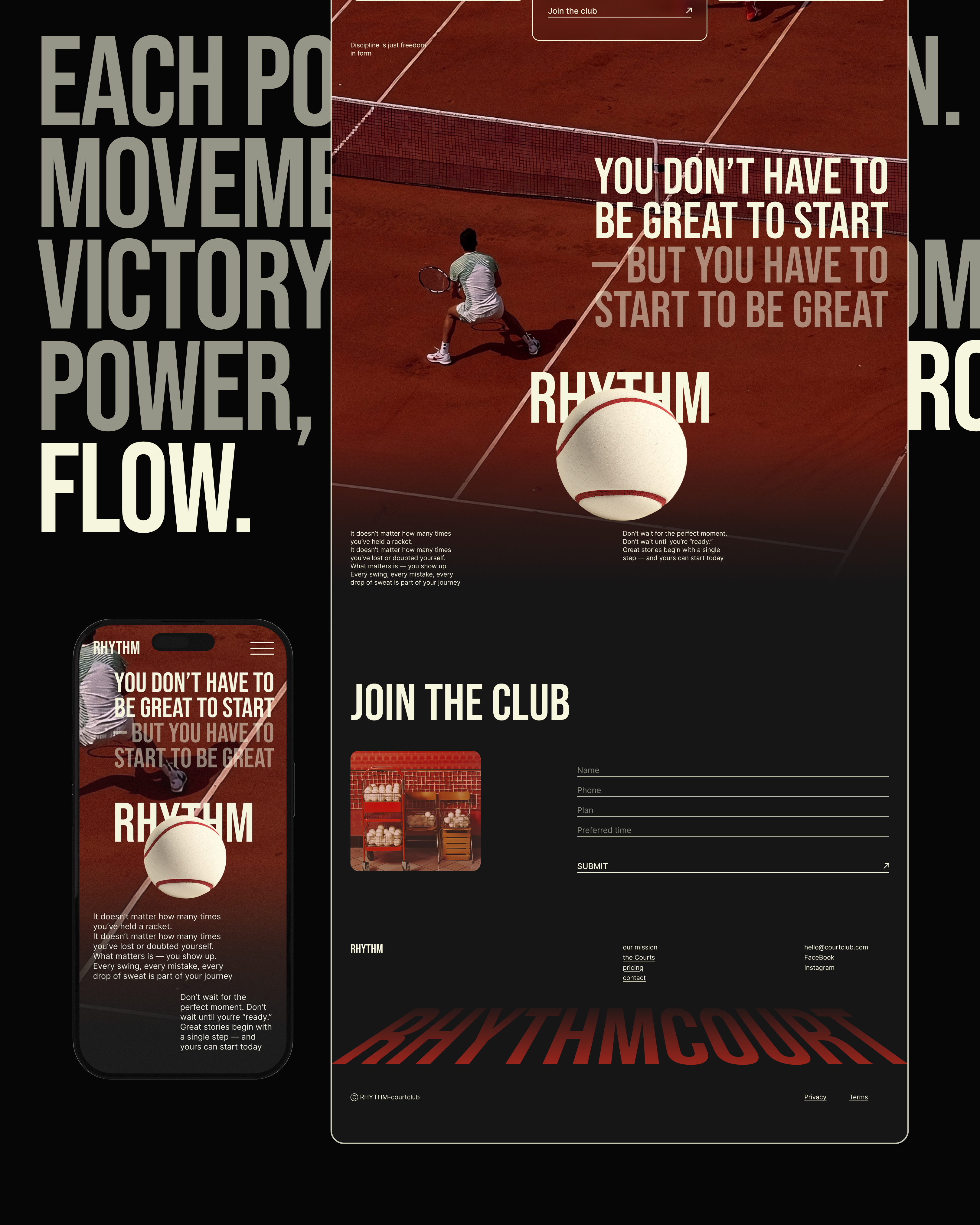 RHYTHM | tennis brand branding business card design graphic design identity logo uxui web design website