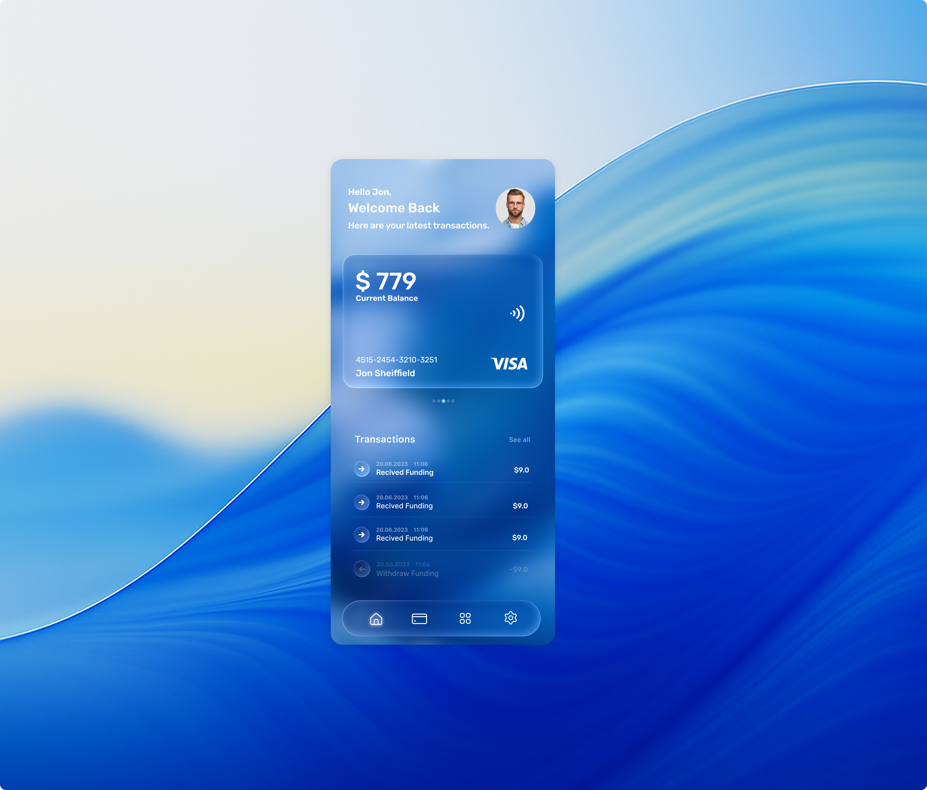 Modern Banking UI with Glass Effect apple bankingapp dashboard finance fintech glassmorphism mobileappdesign ui uidesign ux
