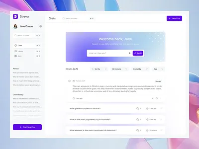 Streva — AI Chat Bot ai ai app ai assistance ai assistant ai chat ai consultant ai promt ai web chat ai chat bot chatbot speaking interaction voice design website