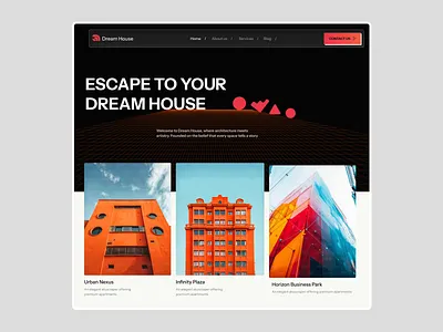 Dream House - Architecture Website Design architecture portfolio website architecture website best landing page design landing page minimal property website modern architecture ui modern real estate ui property landing page property showcase website real estate agency website real estate hero section real estate website ux website ui
