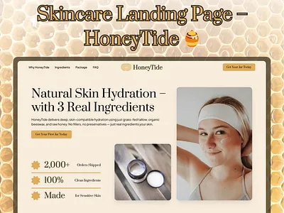 HoneyTide 🍯 | Landing Page for Natural Moisturizer Brand beef tallow moisturizer conversion optimization e commerce e commerce landing page landing page landing page design moisturizer landing page product landing page skincare skincare landing page