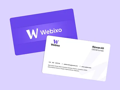 Minimalist Business Card for Webixo brandidentity businesscard corporatedesign creativeagency minimalist purpletheme startupbranding webdesign