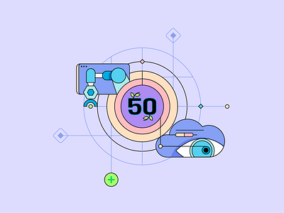The AI 50 list 2d ai cloud illustration illustrator robot vector