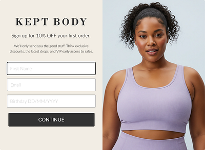 KEPT BODY - Signup Form athleisure brandconcept conceptualdesign fashionbranding plussizefashion