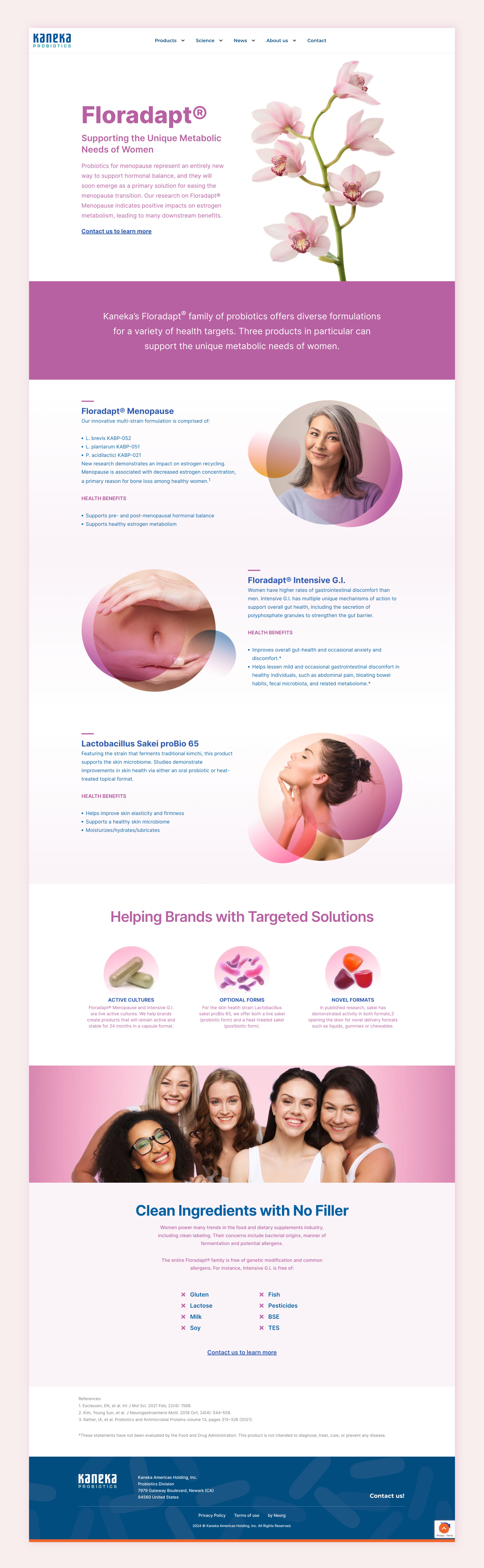 Kaneka Probiotics — Women's Health Landing Page graphic design website