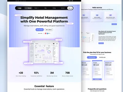 Hotel Management SaaS Landing Page Design design ui ux