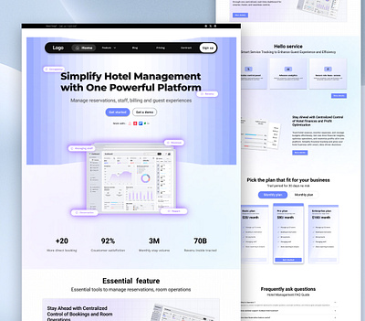 Hotel Management SaaS Landing Page Design design ui ux