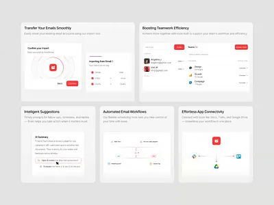 Smart Email Management & Collaboration Tools - Card Interactions ai animation automation board card clean connect design effort email gmail imbox import intelligent interaction team
