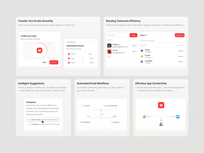 Smart Email Management & Collaboration Tools - Card Interactions ai animation automation board card clean connect design effort email gmail imbox import intelligent interaction team