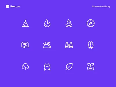 Camping & Nature - Uxercon Icon Library adventure animation camp camping design figma forest hiking icon icon design icons logo motion graphics nature outdoor travel ui uiux ux uxercon