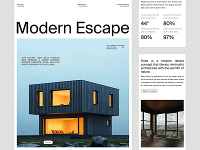 Hotle - About Us Page about about us architecture cabin hotel industrial landing page minimalist swiss web design website