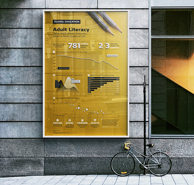 Global Education: Adult Literacy Infographic art direction branding creative direction design design thinking graphic design vector