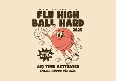 Flying basketball mascot character basketball passion