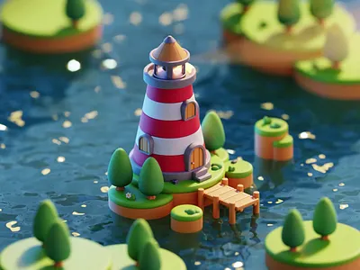 Underwater Lighthouse 3d 3d illustration cartoon illustration lighthouse mercusuar ocean sea stylized summer underwater