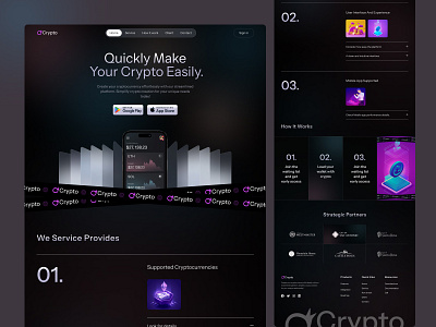 Crypto Landing page. branding crypto design graphic design icon illustration landing page logo minimal ui ux vector