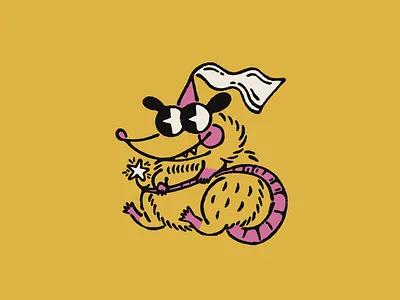Princess opossum fairy line art magic medieval opossum princess rodent