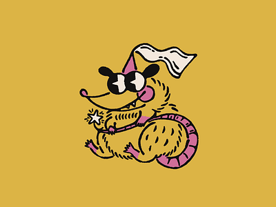 Princess opossum fairy line art magic medieval opossum princess rodent