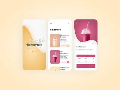 Smoothie App UI Design appdesign banana food heath juice mango milk shop smoothie strawberry ui uidesign watermelon webdesign