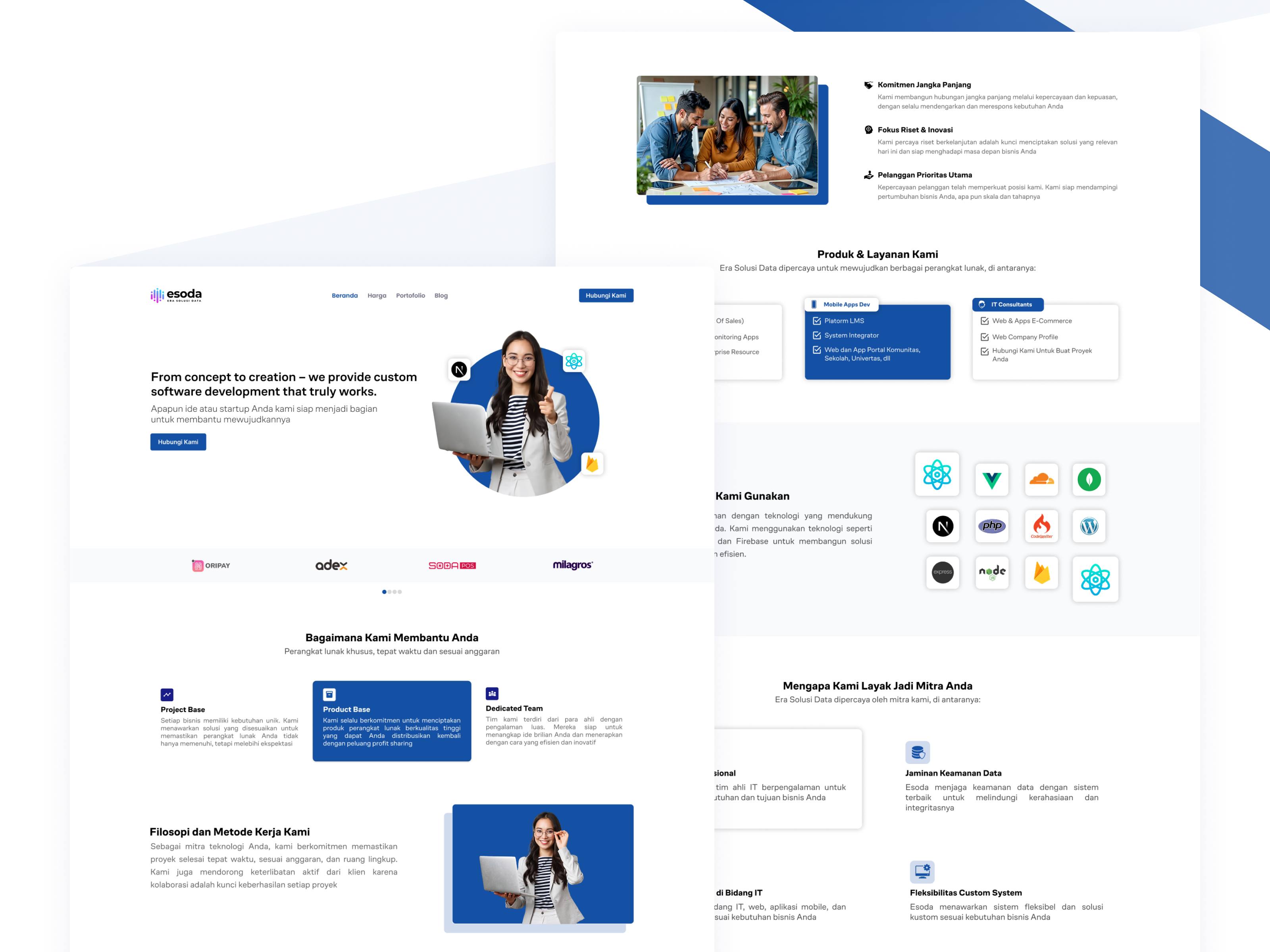Landing page - Era Solusi Data blue and white landing page blue and white website branding clean website hero section it web landing page landing page design redesign web ui ui design ui ux ux ux design web company web design
