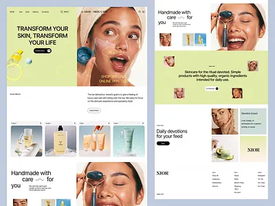 Skincare Website Design beauty product beauty web beauty website design cosmetics website e commerce ecommerce graphic design homepage landingpage website product landing page products skin care skincare skincare ui skincare website uiux webdesign website landingpage