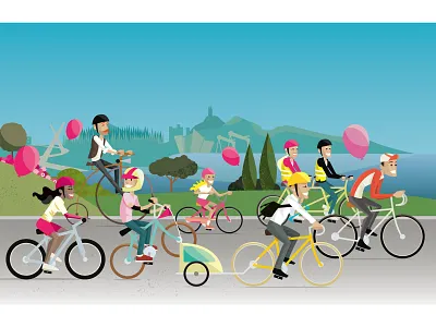 Tourism NI – Festival of Cycling illustrations advertising billboard bmx commuter cycling illustration landscape northern ireland outdoor penny farthing retro tourism vector vintage