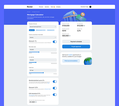 Daily UI (Day 4) - Mortgage calculator for Revolut daily ui day 4 revolut ui web