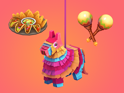 Mexican Rhythms 3d 3d model asset blender hand painted low poly mexican mexico mobile game pinata taco