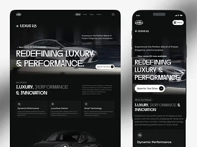 Lexus ES – Luxury Meets Performance (Web + Mobile Design) car car website design interface leanding page popular product service startup ui ux web website