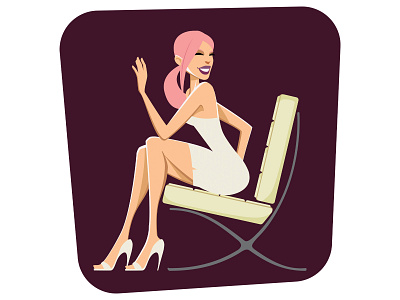 Barcelona barcelona chair design furniture illustration pink plum retro vector vintage